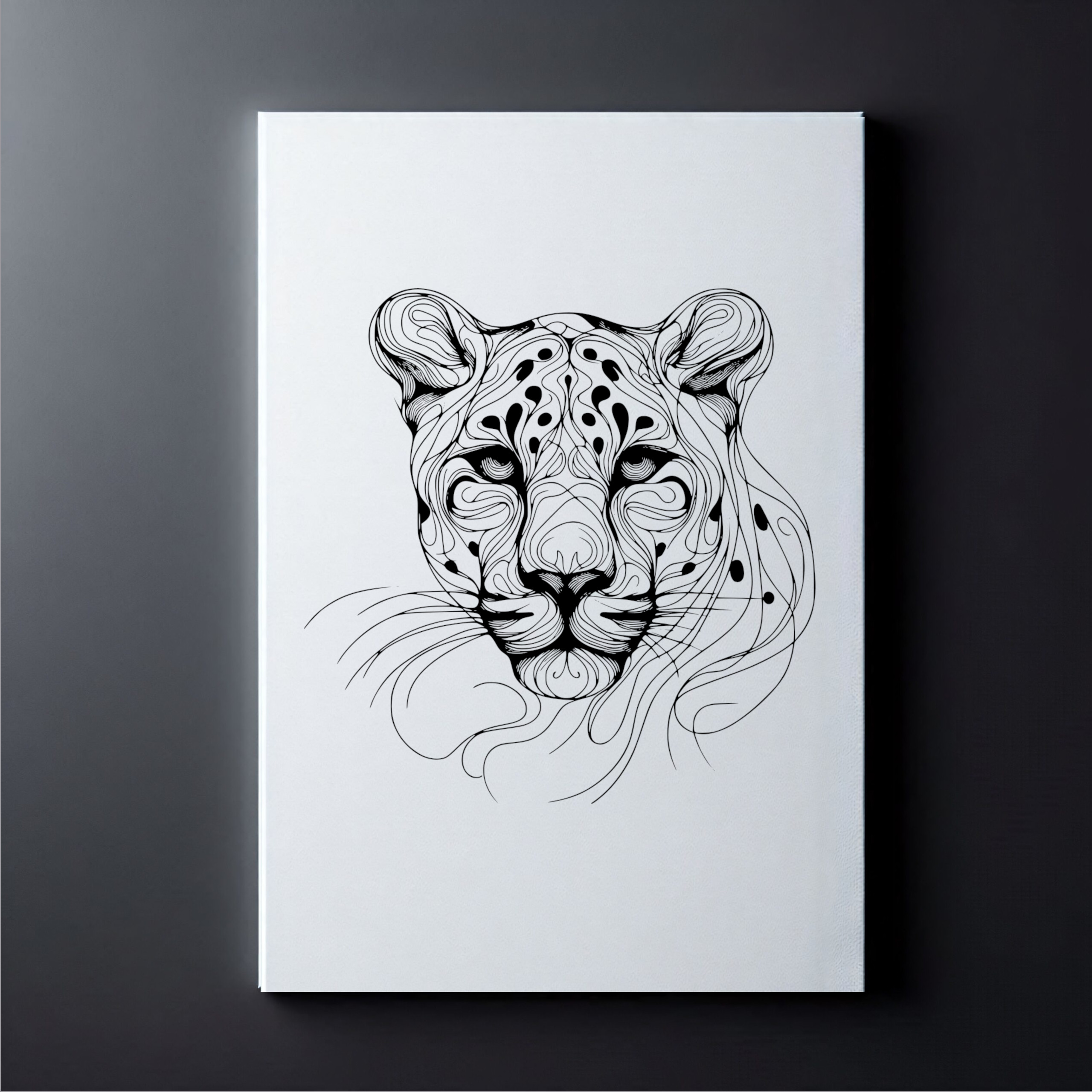 Modern Leopard White Canvas - Dark Wall