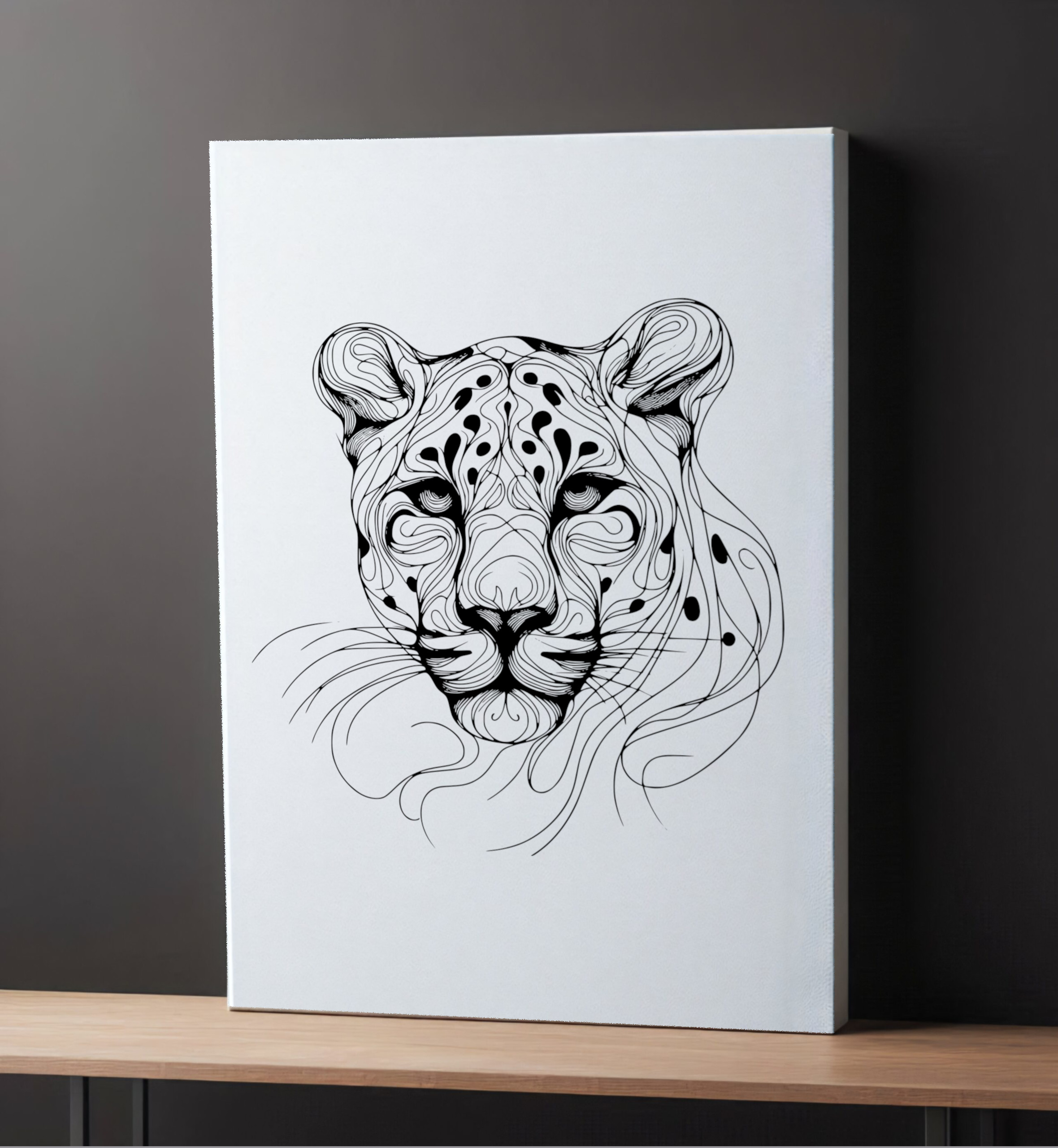 Modern Leopard White Canvas - On Table