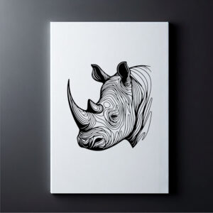 Modern Rhino White Canvas - Dark Wall