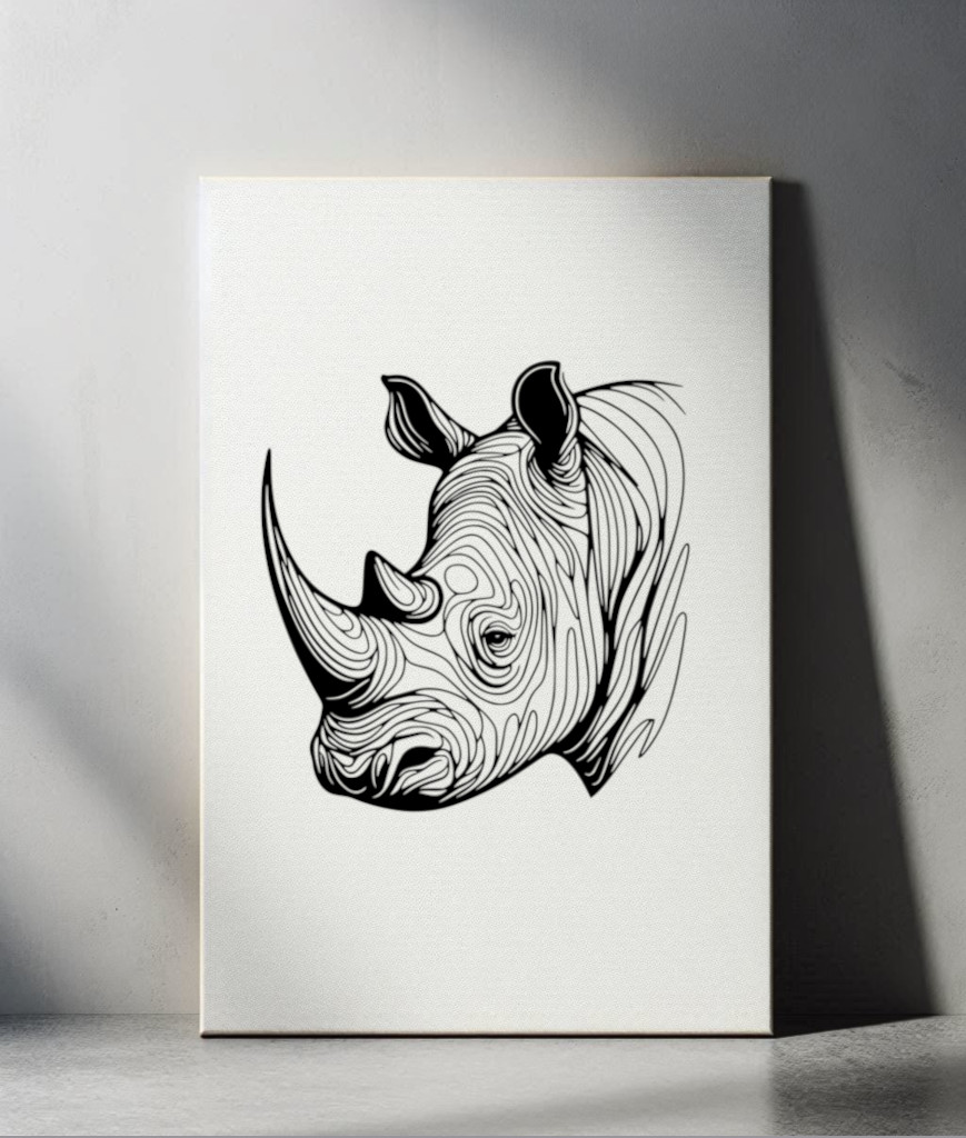 Modern Rhino White Canvas - On Floor
