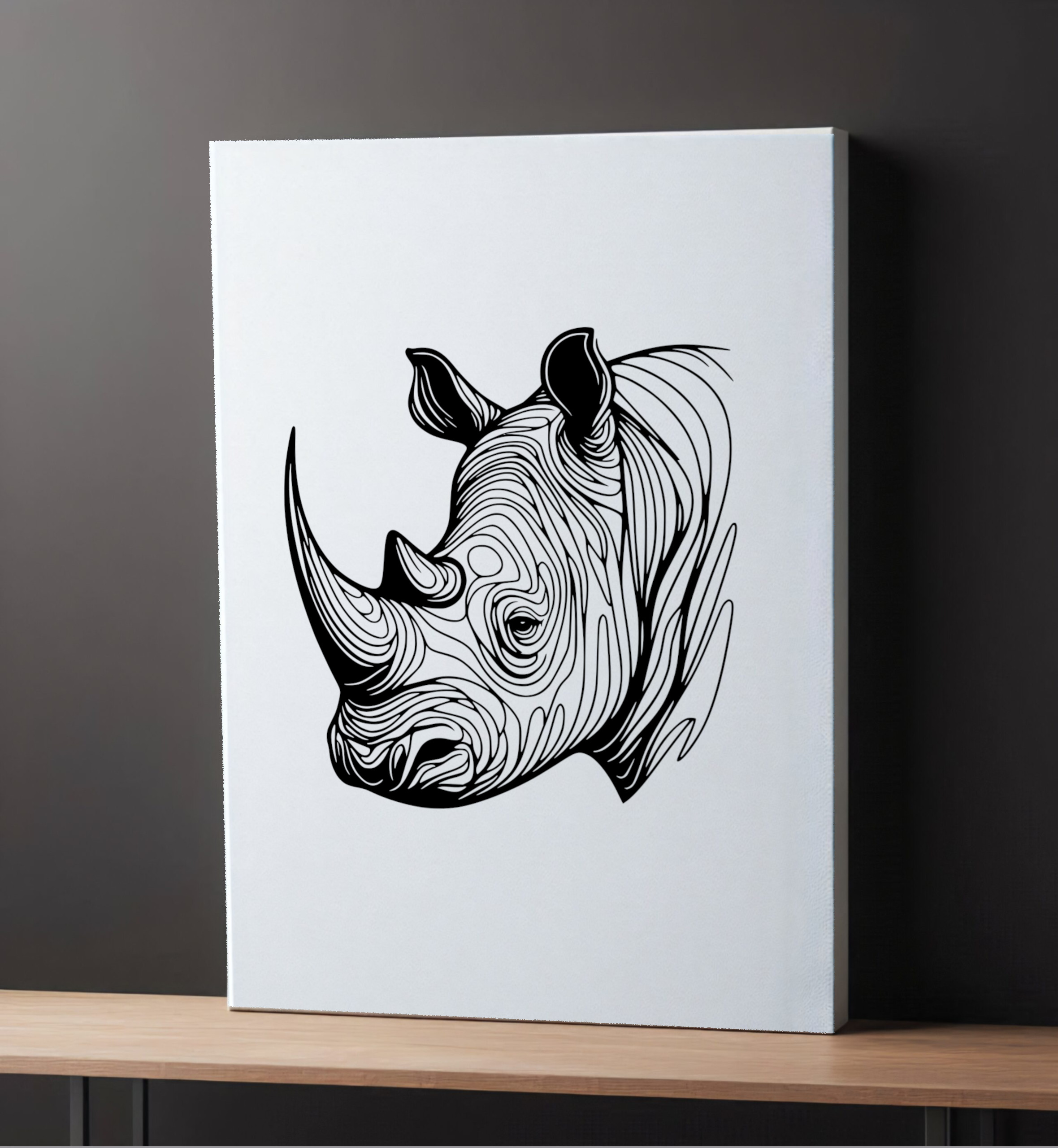 Modern Rhino White Canvas - On Table