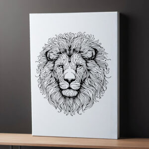 Modern Lion White Canvas On Table