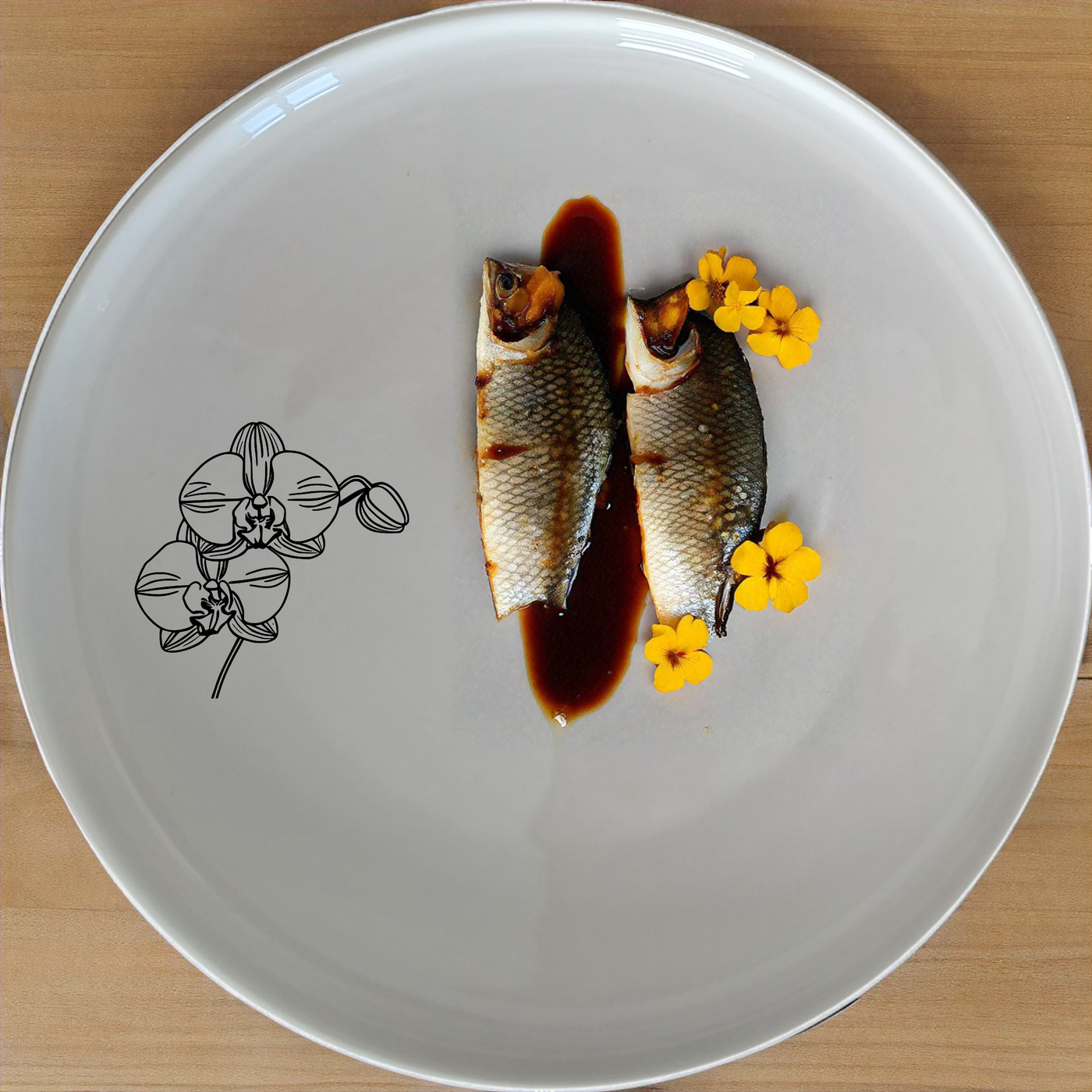 The Orchid Dinner Plate is a stunning addition to any dining set, featuring an elegant laser-etched orchid design on a sleek white ceramic surface.