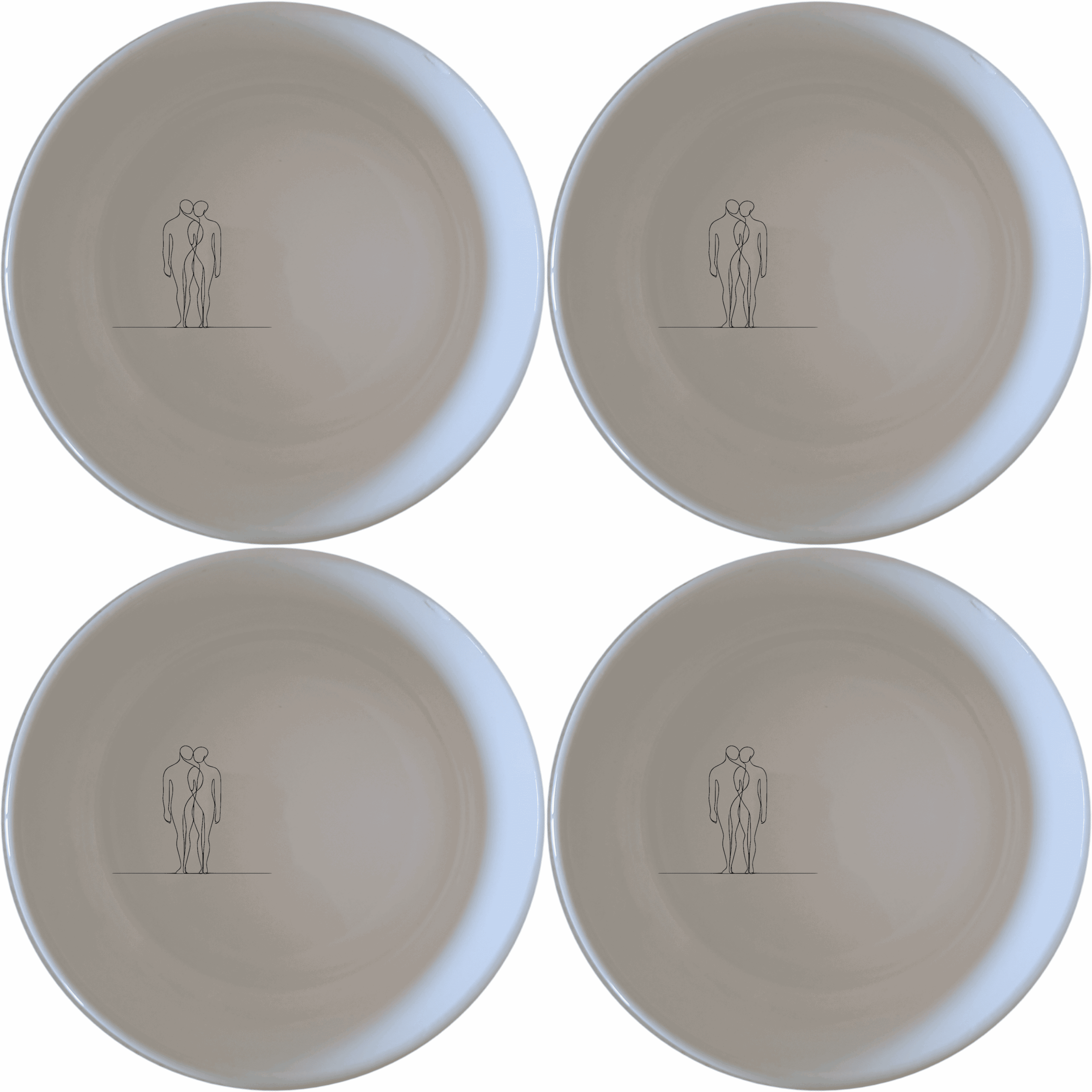 Elongated Human Figures Bowl Set of 4 - Range 2 is a unique and artistic addition to your kitchen, featuring elegant elongated human figures.