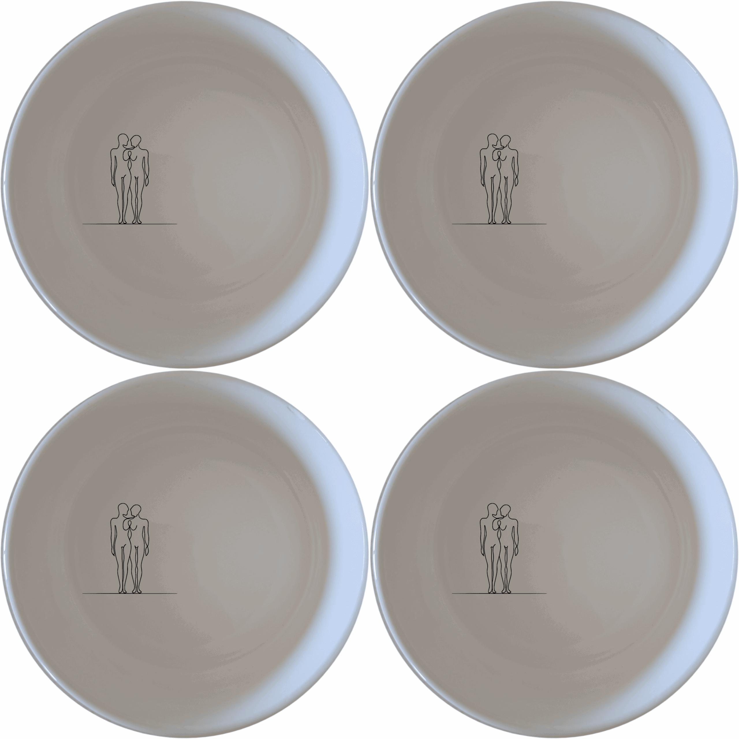Elongated Human Figures Bowl Set of 4 - Range 4 is a unique and artistic addition to your dining collection, perfect for modern and contemporary settings.