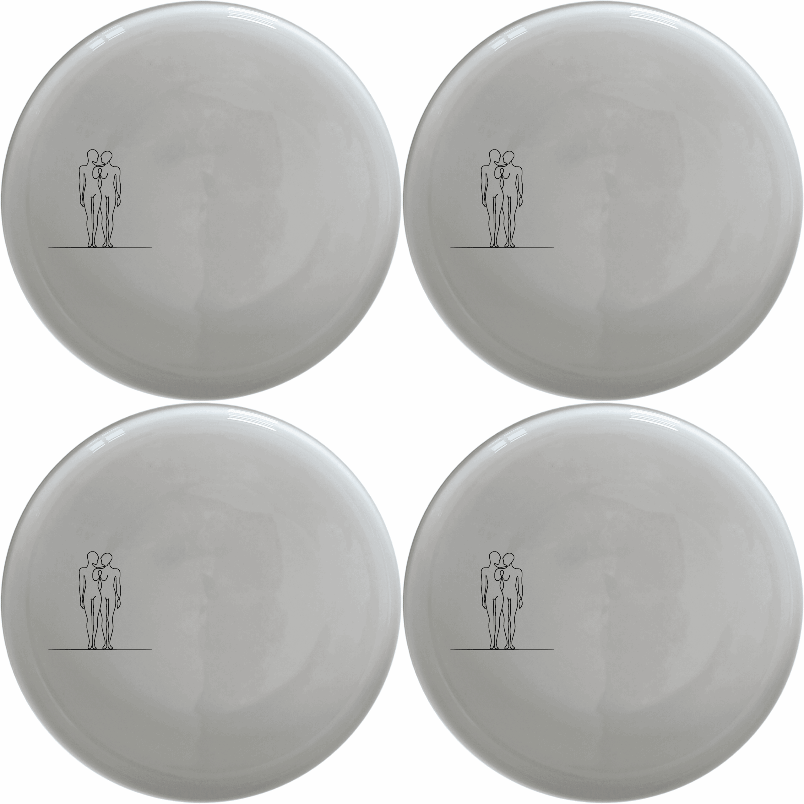 Elongated Human Figures Side Plate Set of 4 - Range 4 is a stylish and modern addition to any dining set.