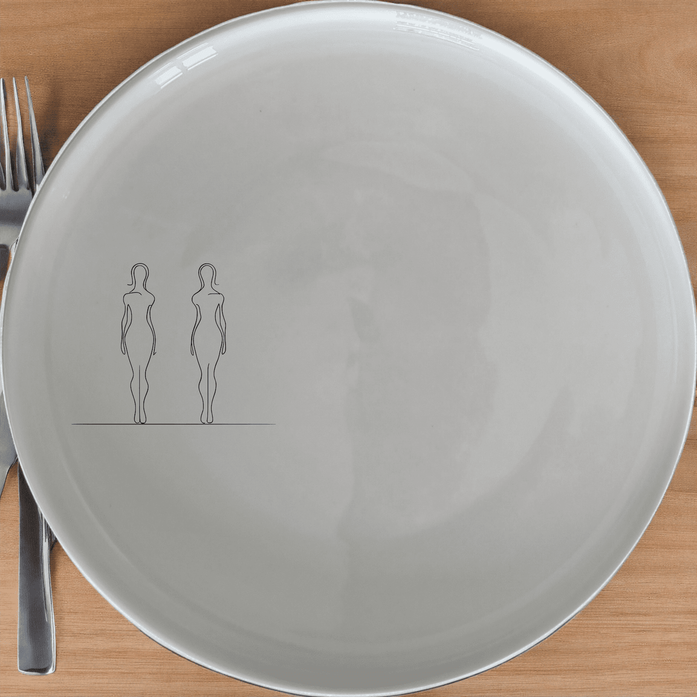 Elongated Human Figures Dinner Plate Set of 4 - Range 1 offers a modern abstract design perfect for contemporary dining.