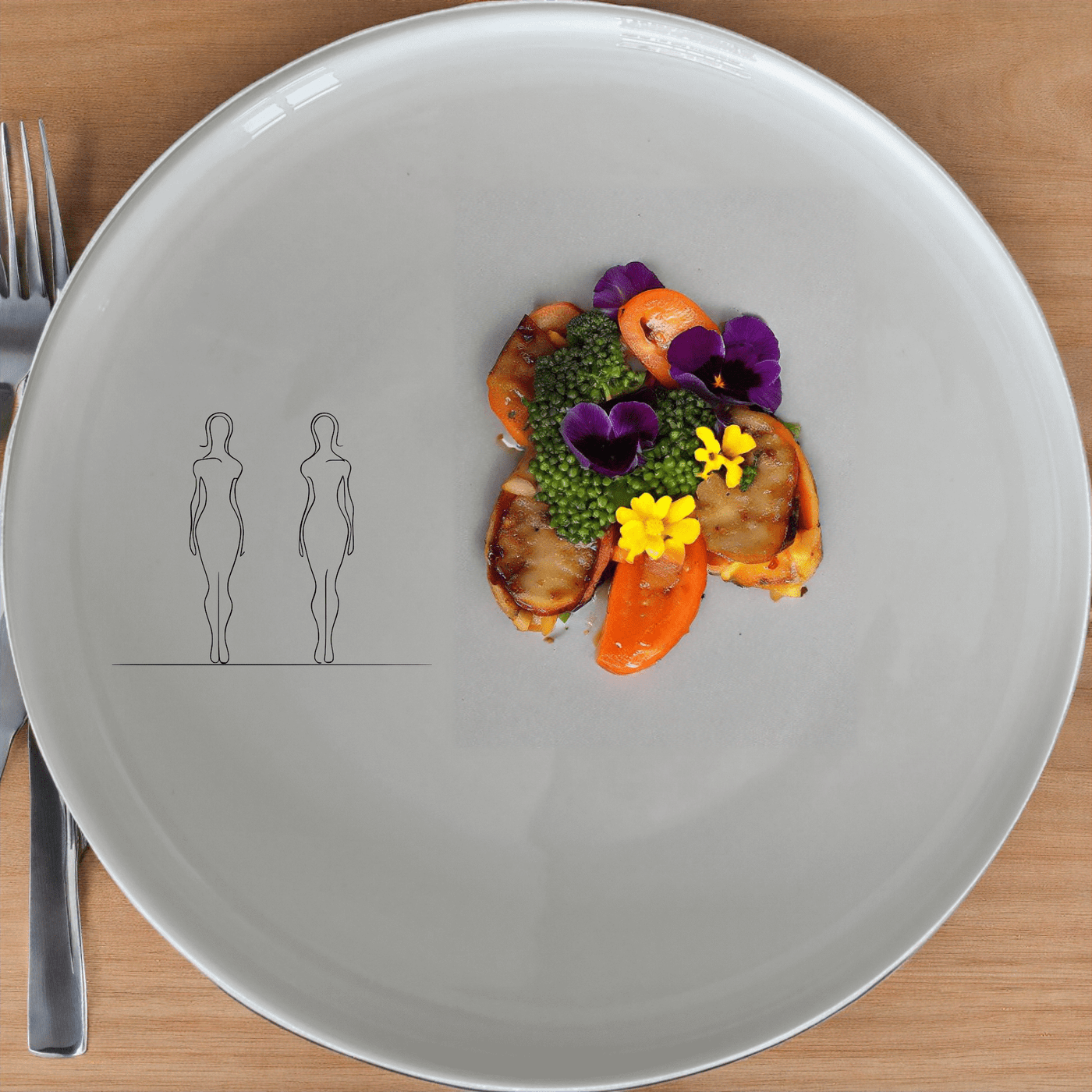 Elongated Human Figures Dinner Plate Set of 4 - Range 1 offers a modern abstract design perfect for contemporary dining.
