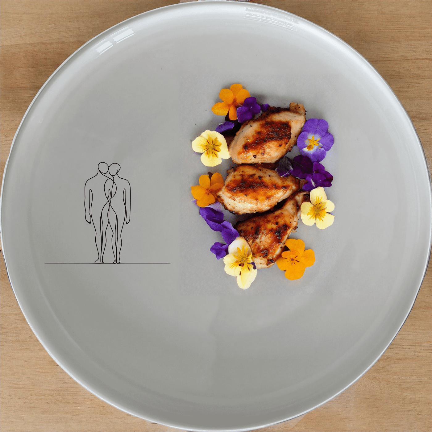 Elongated Human Figures Dinner Plate Set of 4 - Range 2 is a modern, artistic dinnerware set that adds a touch of contemporary design to any dining table.