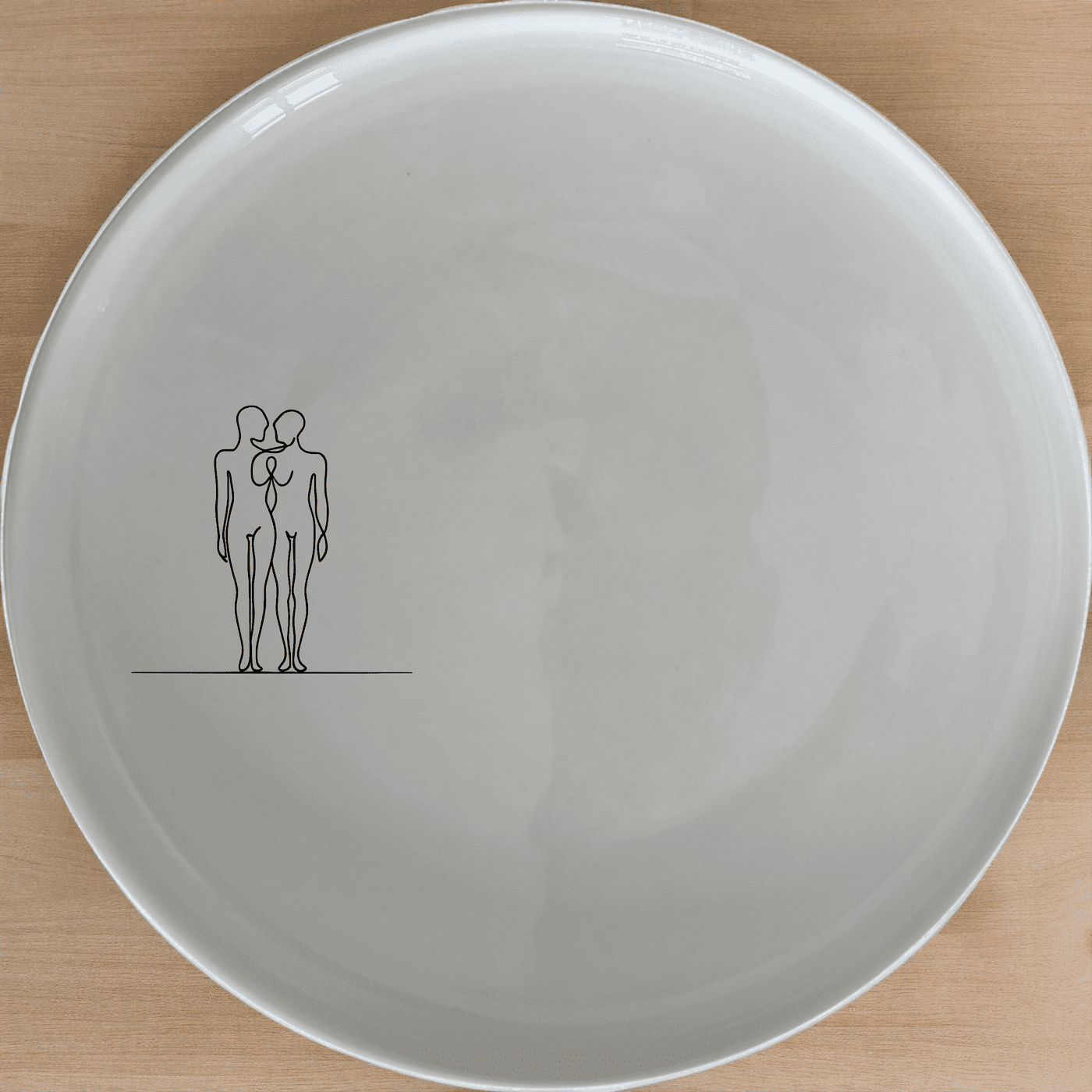 Elongated Human Figures Dinner Plate Set of 4 - Range 4 is a modern and artistic dinner plate set featuring elongated human figures.