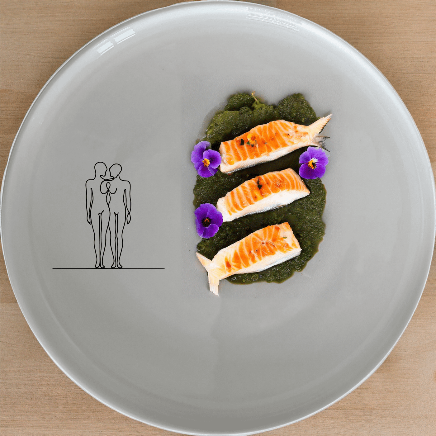 Elongated Human Figures Dinner Plate Set of 4 - Range 4 is a modern and artistic dinner plate set featuring elongated human figures.