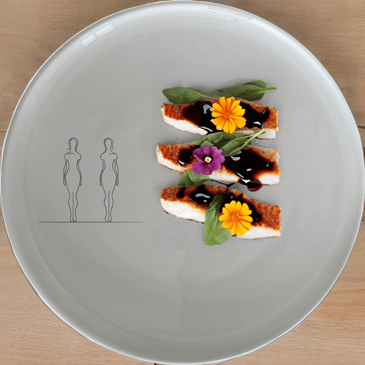 Elongated Human Figures Side Plate Set of 4 - Range 1 adds modern art to your dining table with sleek, minimalist design.