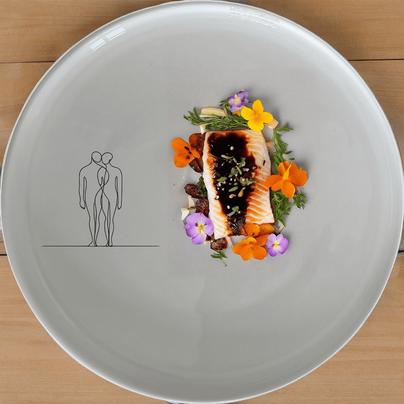 Elongated Human Figures Side Plate Set of 4 - Range 2 is a modern and artistic dinnerware set that adds a touch of contemporary design to your dining table.