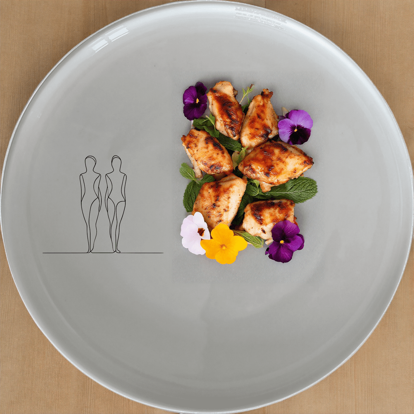Elongated Human Figures Side Plate Set of 4 - Range 3 is a modern and artistic dinnerware set that adds a touch of contemporary design to any table setting.