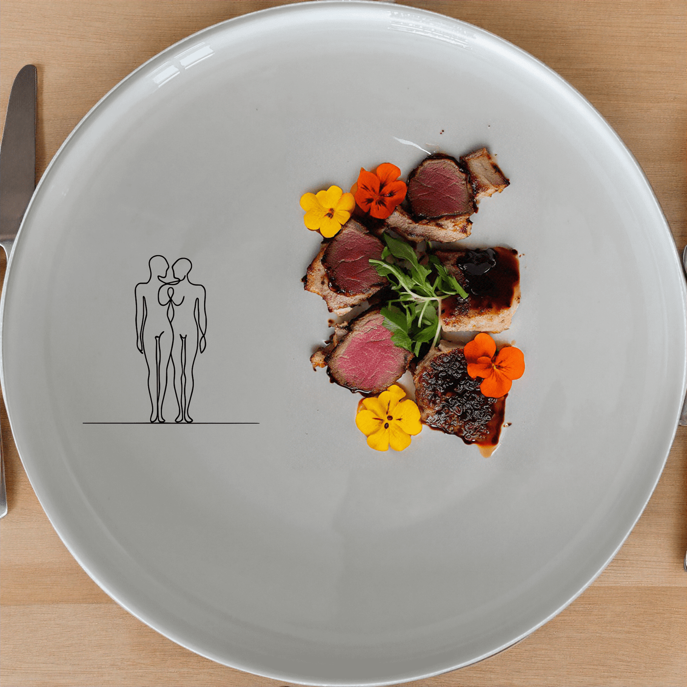 Elongated Human Figures Side Plate Set of 4 - Range 4 is a stylish and modern addition to any dining set.