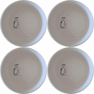 The African Penguin Silhouettes Bowl Set of 4 adds a touch of whimsy to your table setting with charming penguin designs.