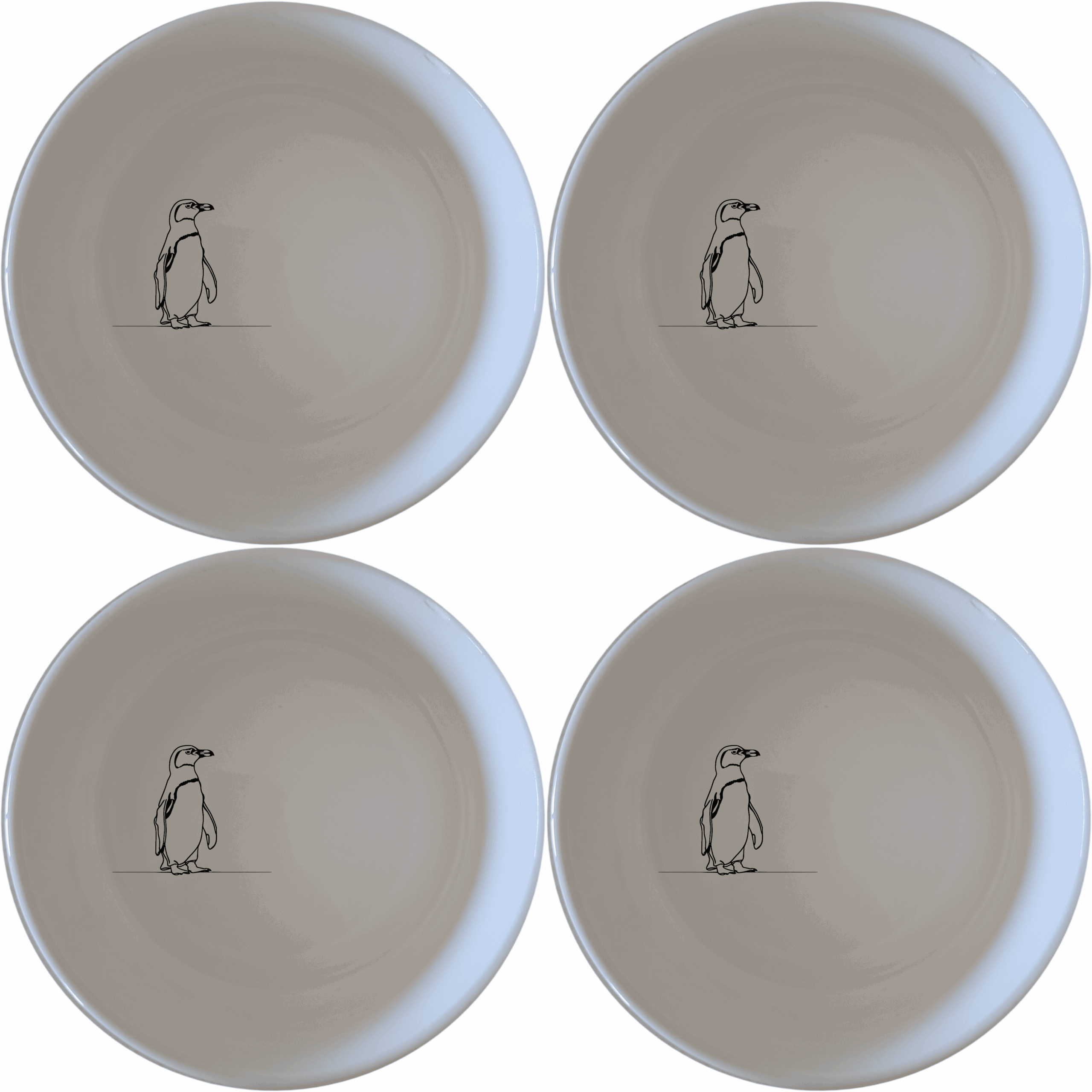 The African Penguin Silhouettes Bowl Set of 4 adds a touch of whimsy to your table setting with charming penguin designs.