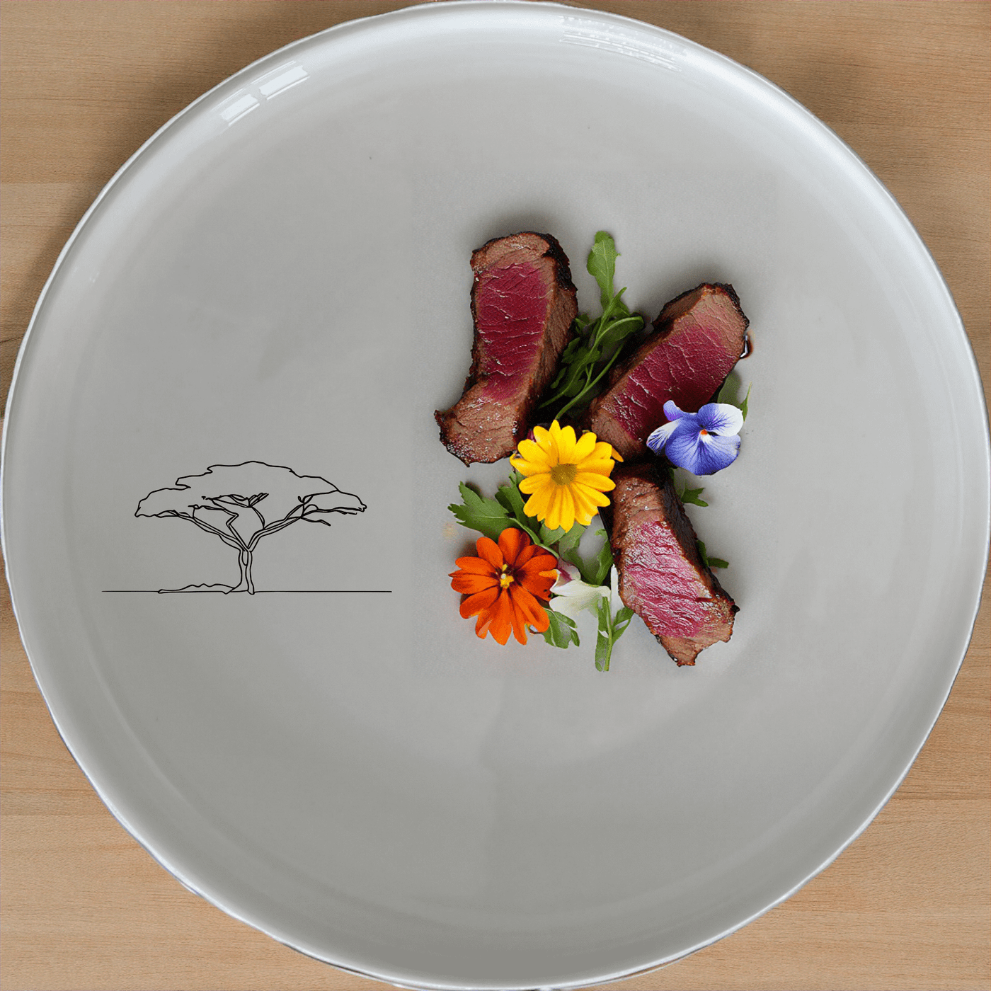 African Sunset Savanna Acacia Tree Side Plate Set of 4 features a minimalist design perfect for modern dining. This set of four plates adds a touch of nature to your table setting.