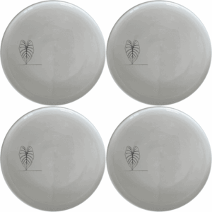 Alocasia Leaf Dinner Plate Set of 4 features a minimalist design perfect for modern dining. This set of four plates brings a touch of nature to your table.