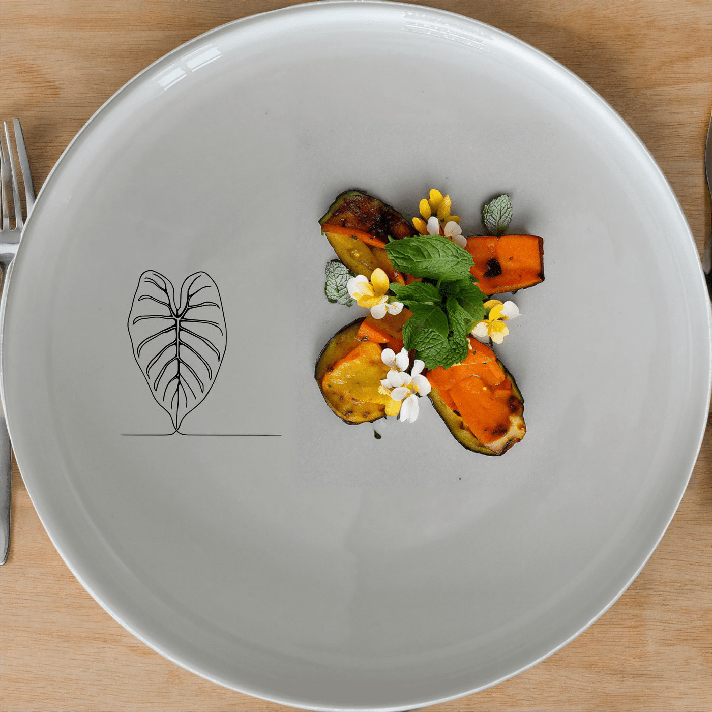 Alocasia Leaf Side Plate Set of 4 features a minimalist design with a subtle leaf motif, perfect for modern dining and everyday use.
