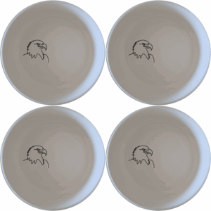 The American Bald Eagle Bowl Set of 4 features a striking eagle design, perfect for adding a touch of patriotism to your dining table.