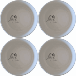 The American Bald Eagle Bowl Set of 4 features a striking eagle design, perfect for adding a touch of patriotism to your dining experience.