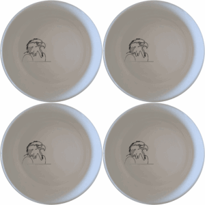 The American Bald Eagle Bowl Set of 4 features a striking eagle design, perfect for adding a touch of patriotism to your table setting.