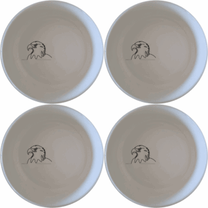 The American Bald Eagle Bowl Set of 4 features a striking eagle design, perfect for adding a touch of patriotism to your dining table.