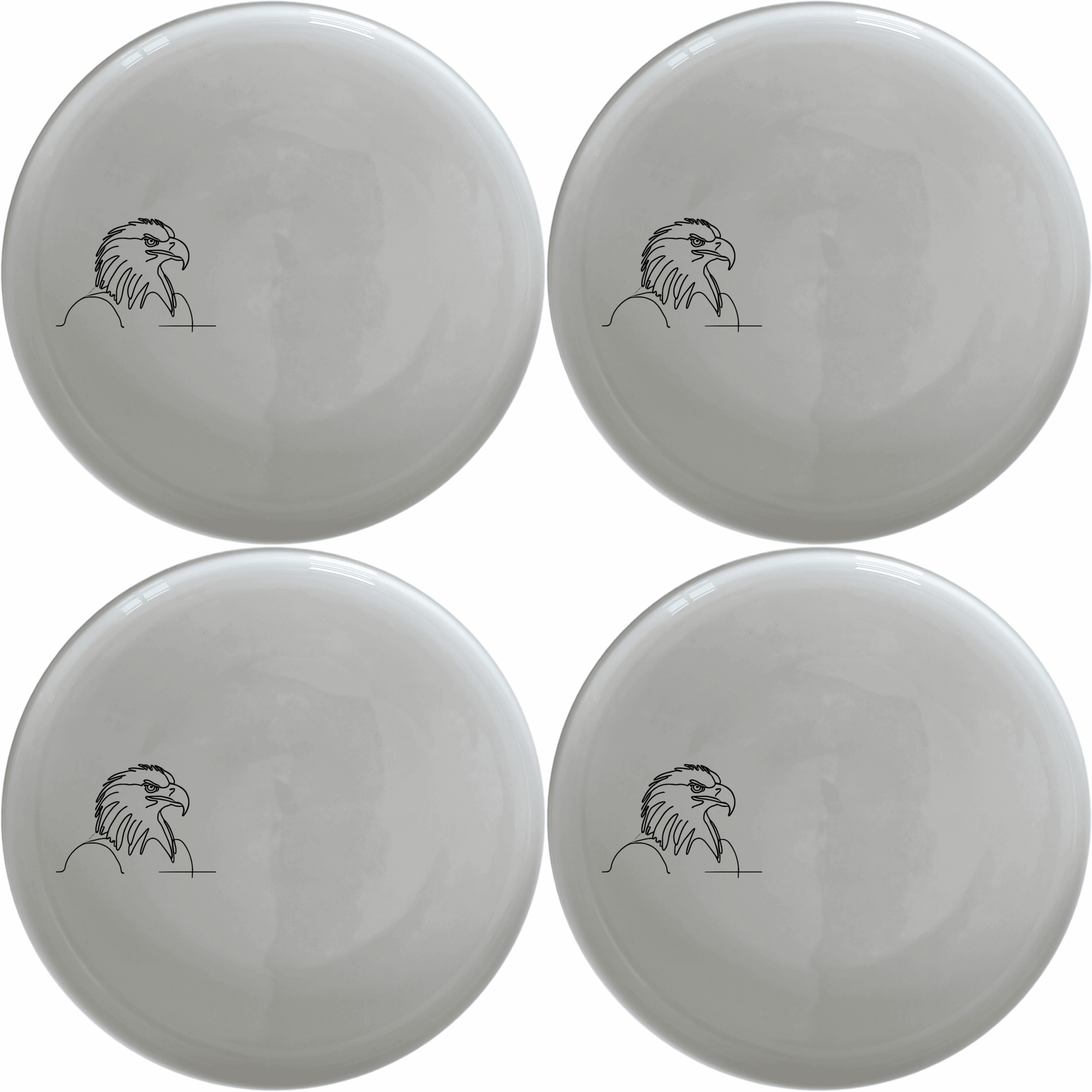 The American Bald Eagle Dinner Plate Set of 4 features a striking silhouette design, perfect for adding a touch of national pride to your dining table.