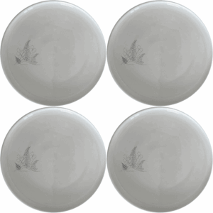 The Aroids Ferns Dinner Plate Set of 4 features a minimalist design with delicate botanical illustrations, perfect for modern dining settings.