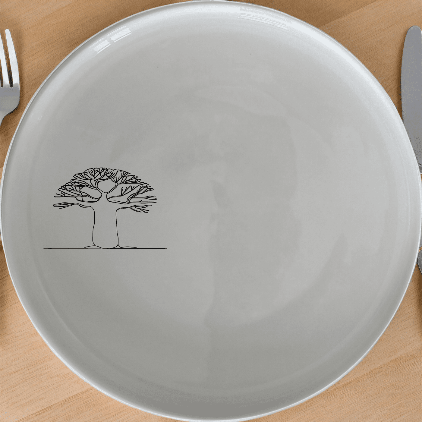 Baobab Tree Silhouette Dinner Plate Set of 4 adds a touch of nature to your dining table with its elegant design.