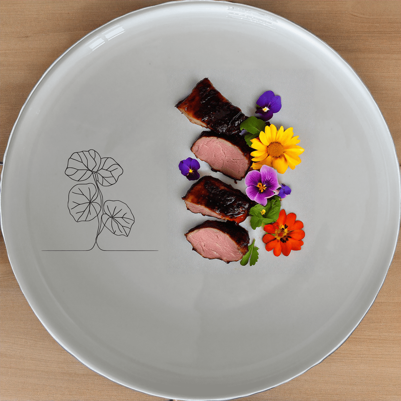 Begonia Maculata Dinner Plate Set of 4 features a minimalist design with an elegant botanical motif, perfect for modern dining.
