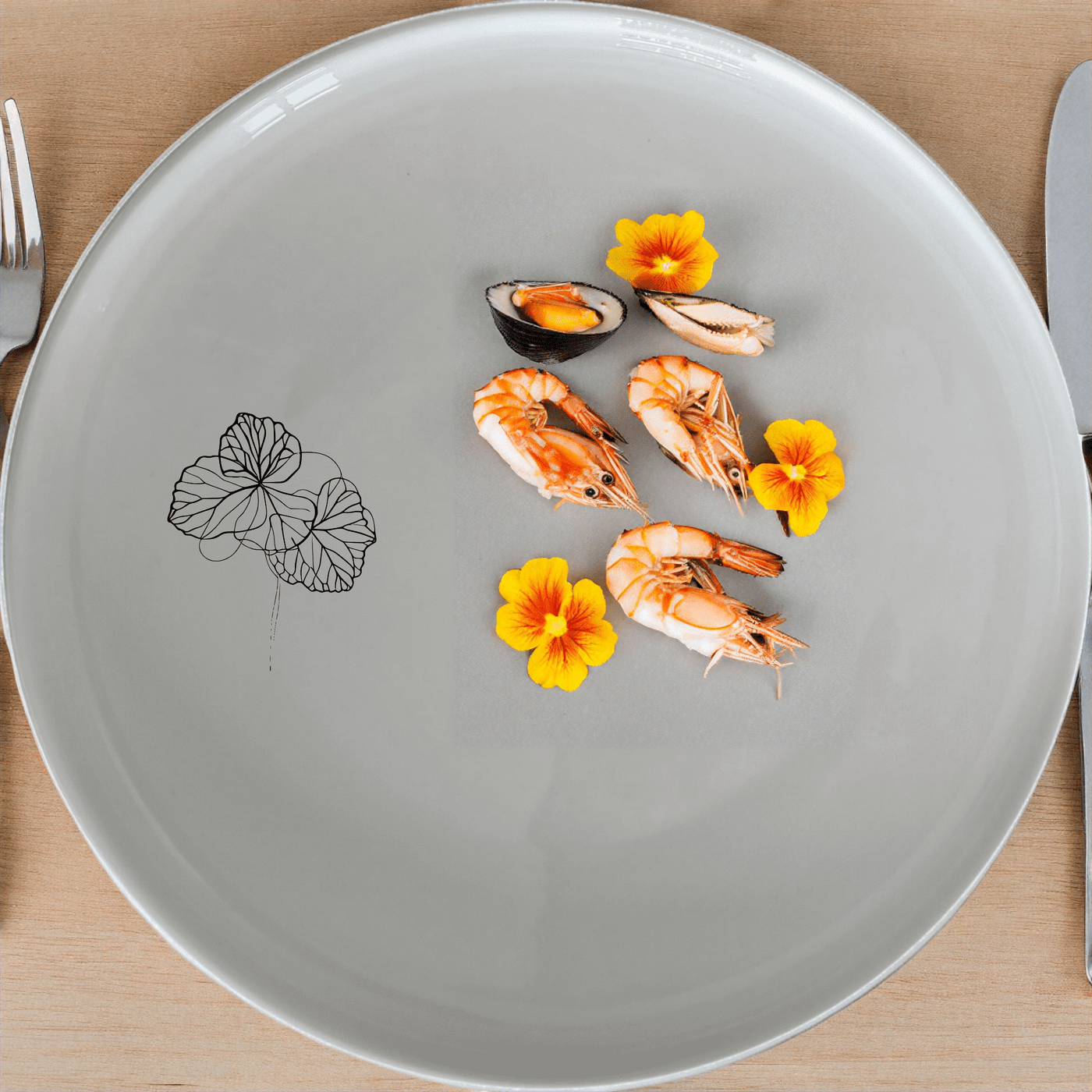 The Begonia Maculata Side Plate Set of 4 features a delicate laser-etched design on a smooth white ceramic surface, perfect for modern dining.