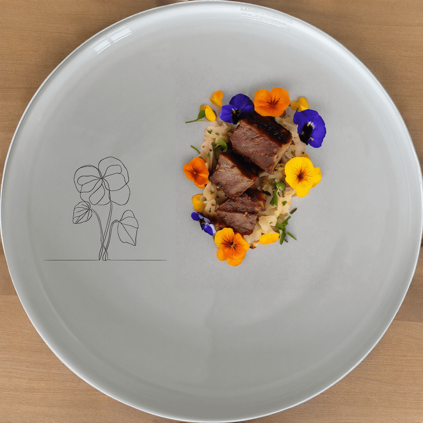 The Begonia Maculata Side Plate Set of 4 features a delicate laser-etched design, perfect for adding a touch of elegance to any dining table.