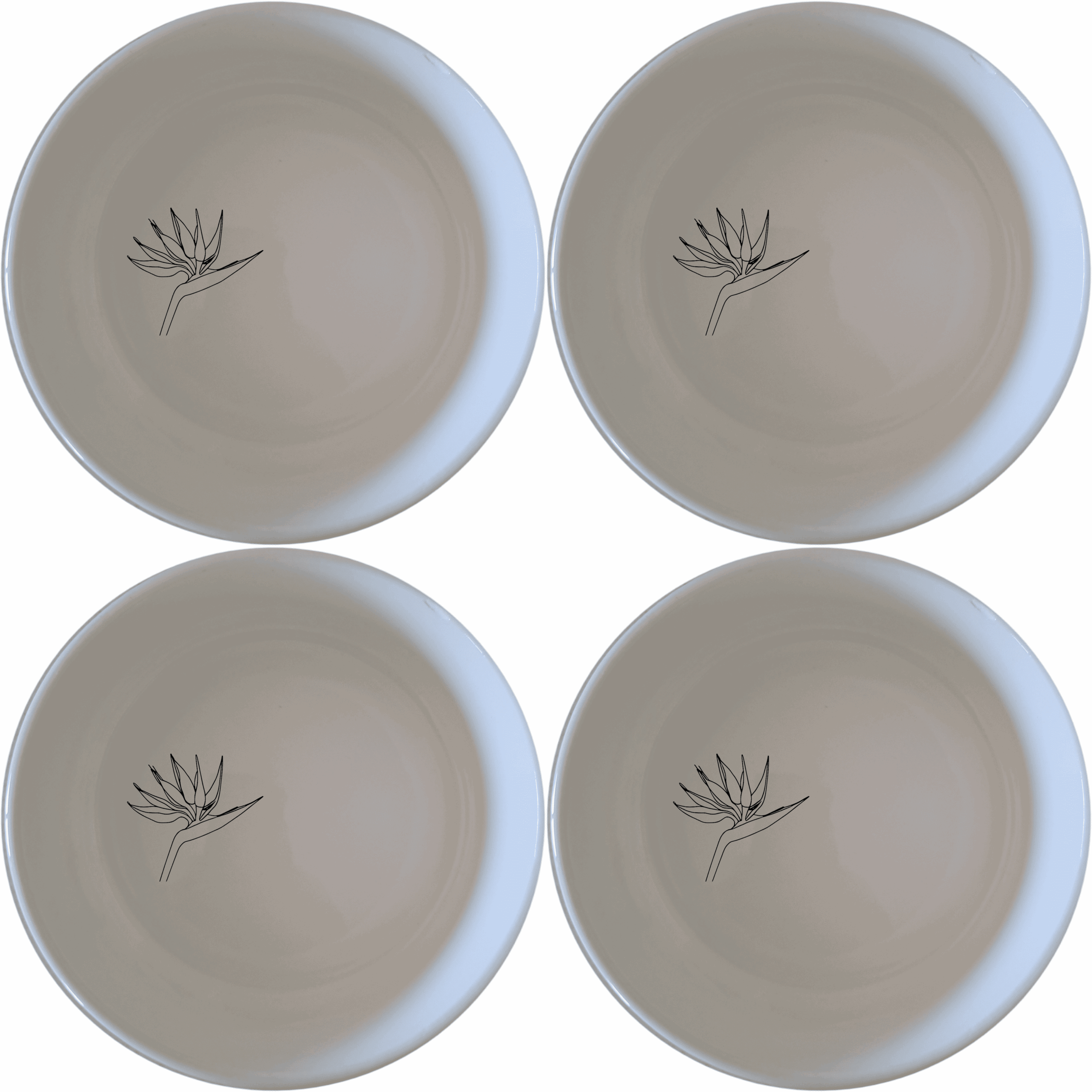 Bird Paradise Flat Bowl Set of 4 offers a unique and stylish addition to your dining collection, perfect for everyday use or special occasions.
