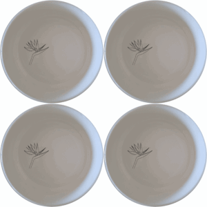 The Bird of Paradise Bowl Set of 4 features delicate bird illustrations, perfect for adding a touch of nature to your dining experience.