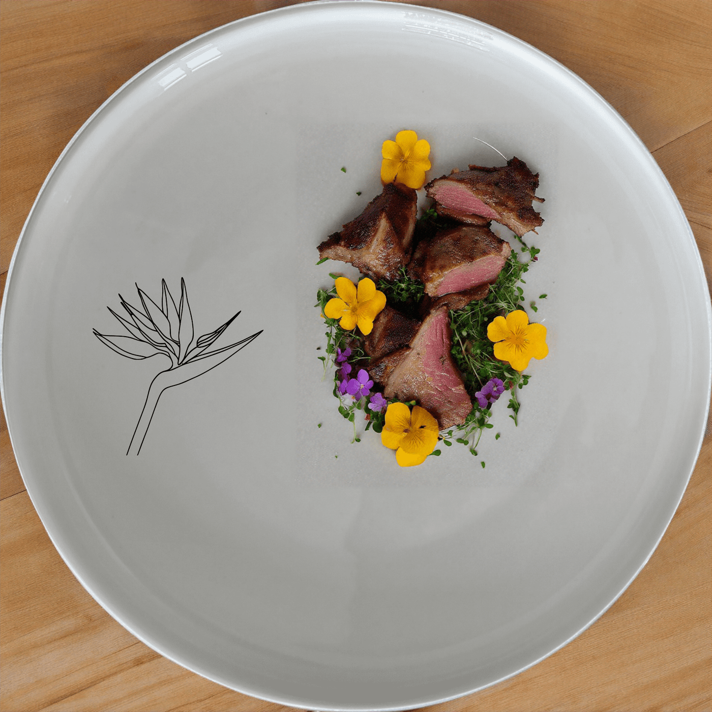 Elevate your dining experience with the Bird of Paradise Dinner Plate Set of 4, featuring elegant laser-etched designs.