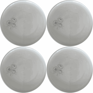 Bold Coral Peonies Side Plate Set of 4 features striking coral peony designs on white ceramic plates, perfect for adding a touch of elegance to any dining table.