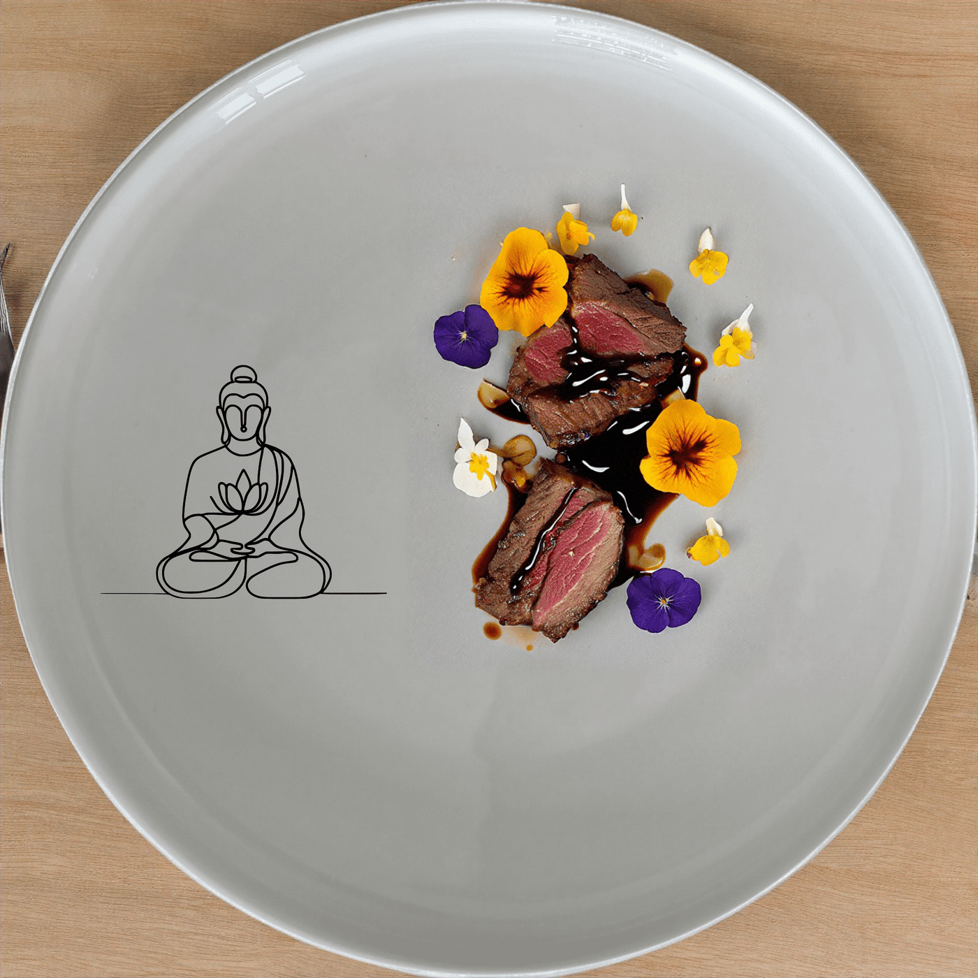The Budist Imagery Side Plate Set of 4 features a serene design perfect for any dining table. Crafted from durable ceramic, these plates are both stylish and practical.