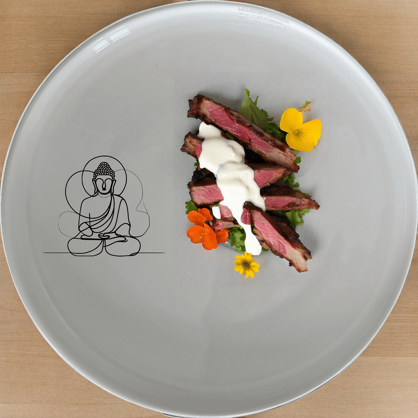 The Budist Imagery Side Plate Set of 4 features serene artwork perfect for any dining setting. This elegant set adds a touch of tranquility to your table.