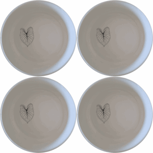 The Caladium Bicolor Bowl Set of 4 features elegant leaf designs, perfect for modern dining and everyday use.