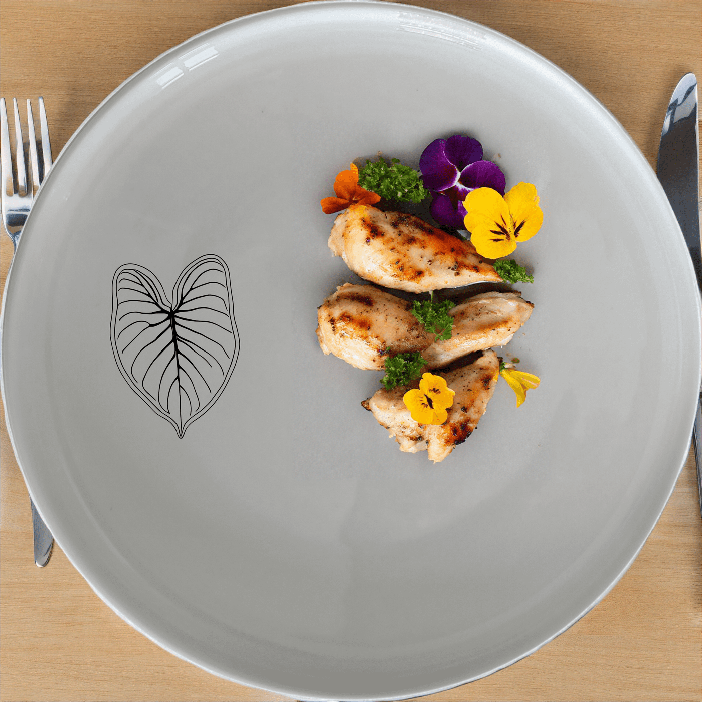 Caladium Bicolor Side Plate Set of 4 features a delicate leaf design, perfect for modern dining and everyday use.