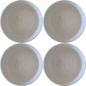 The Calathea Orbifolia Bowl Set of 4 features a delicate leaf design, perfect for any dining occasion. This set combines style and functionality for everyday use.