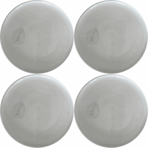 The Calathea Orbifolia Side Plate Set of 4 features a delicate leaf design, perfect for modern dining and everyday use.