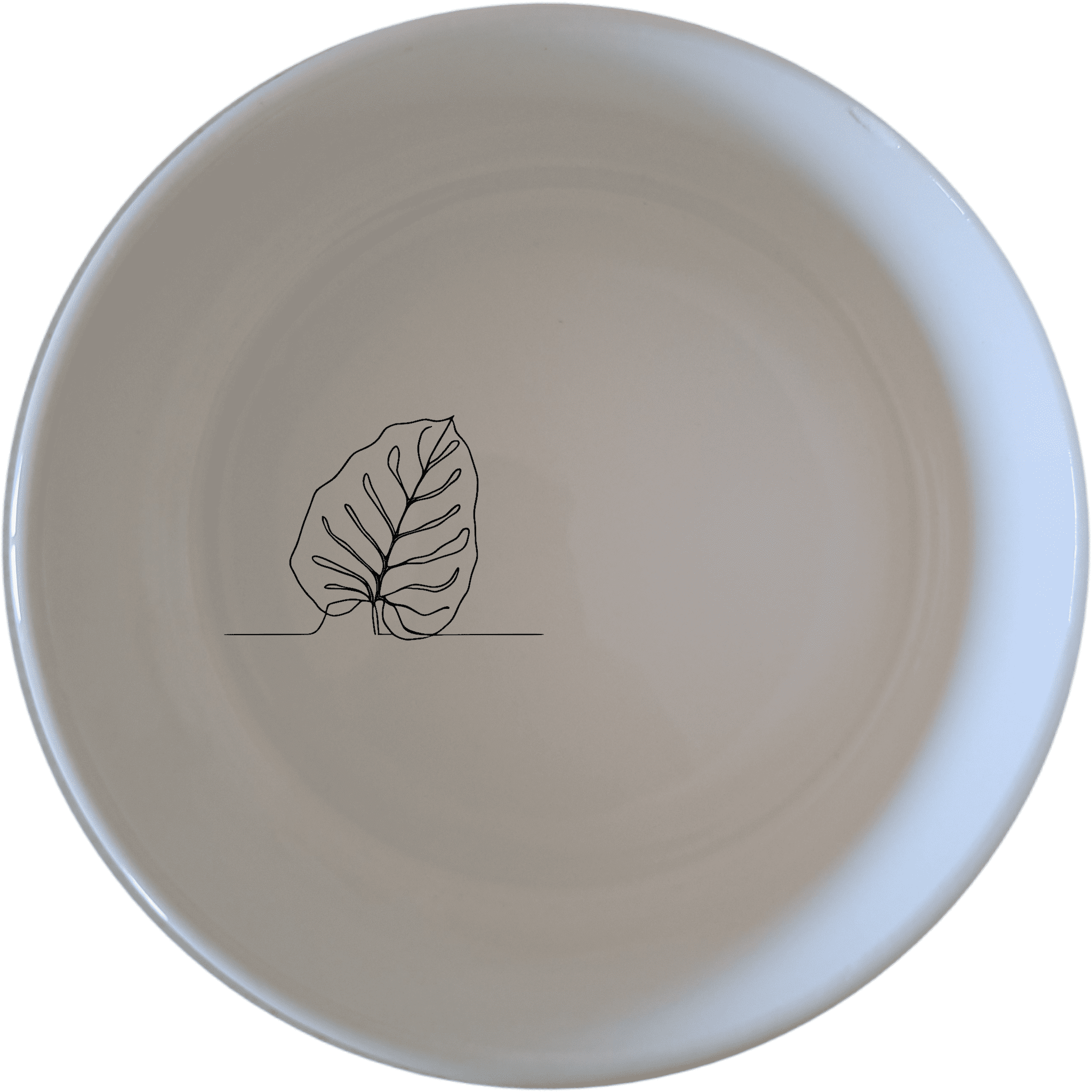 The Calathea Orbifolia Bowl Set of 4 features a minimalist design with a subtle leaf motif, perfect for modern and nature-inspired kitchens.