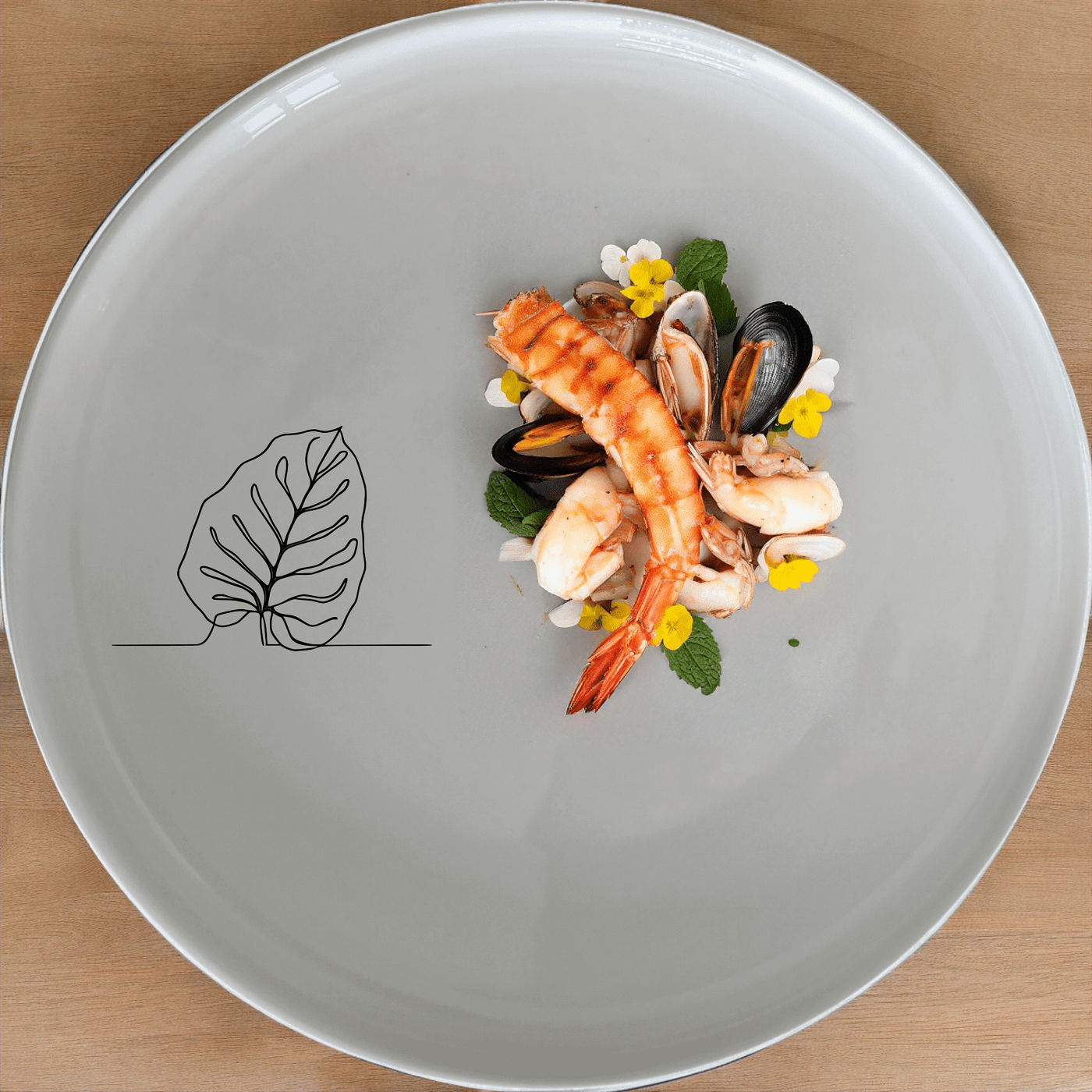 The Orbifolia Leaf Dinner Plate Set of 4 features a minimalist leaf design, perfect for modern dining and everyday use.