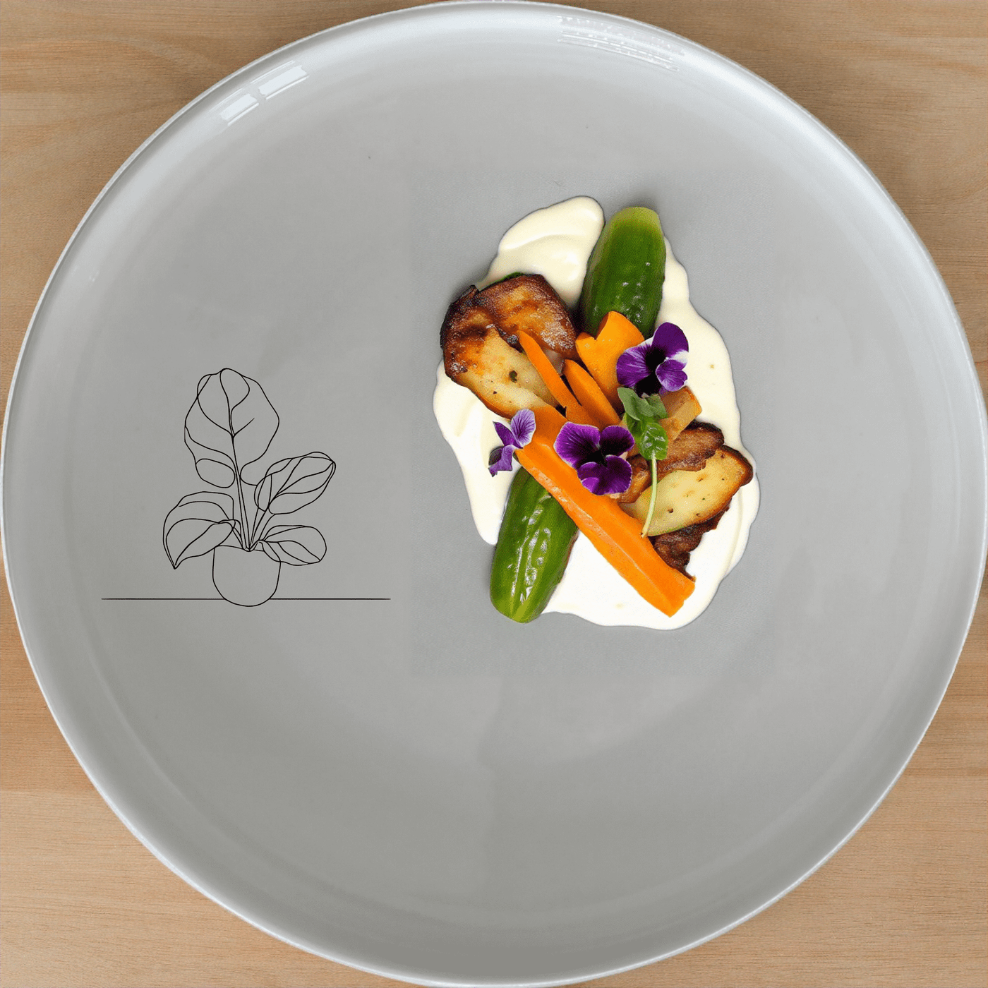 The Orbifolia Leaf Side Plate Set of 4 features a minimalist design with a subtle leaf motif, perfect for modern dining settings.