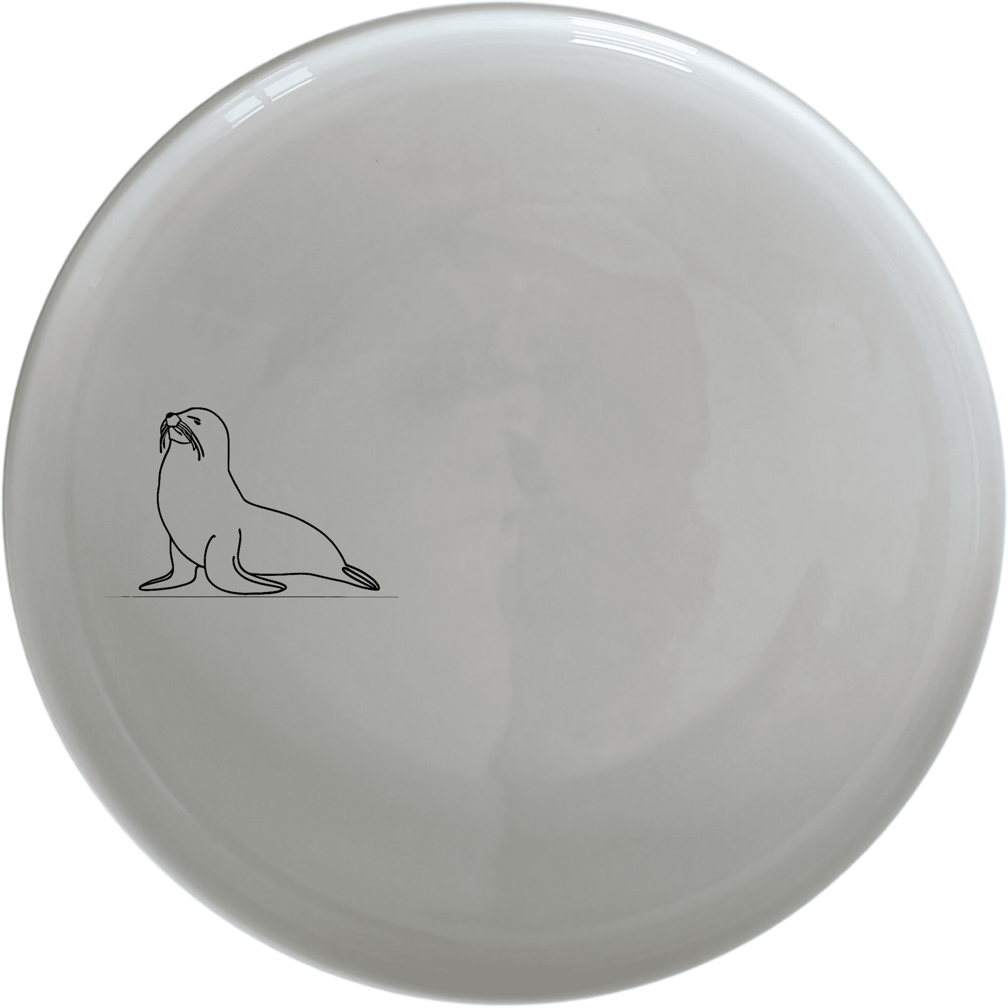 The Cape Fur Seal Dinner Plate Set of 4 features elegant silhouettes on white ceramic plates, perfect for modern dining.