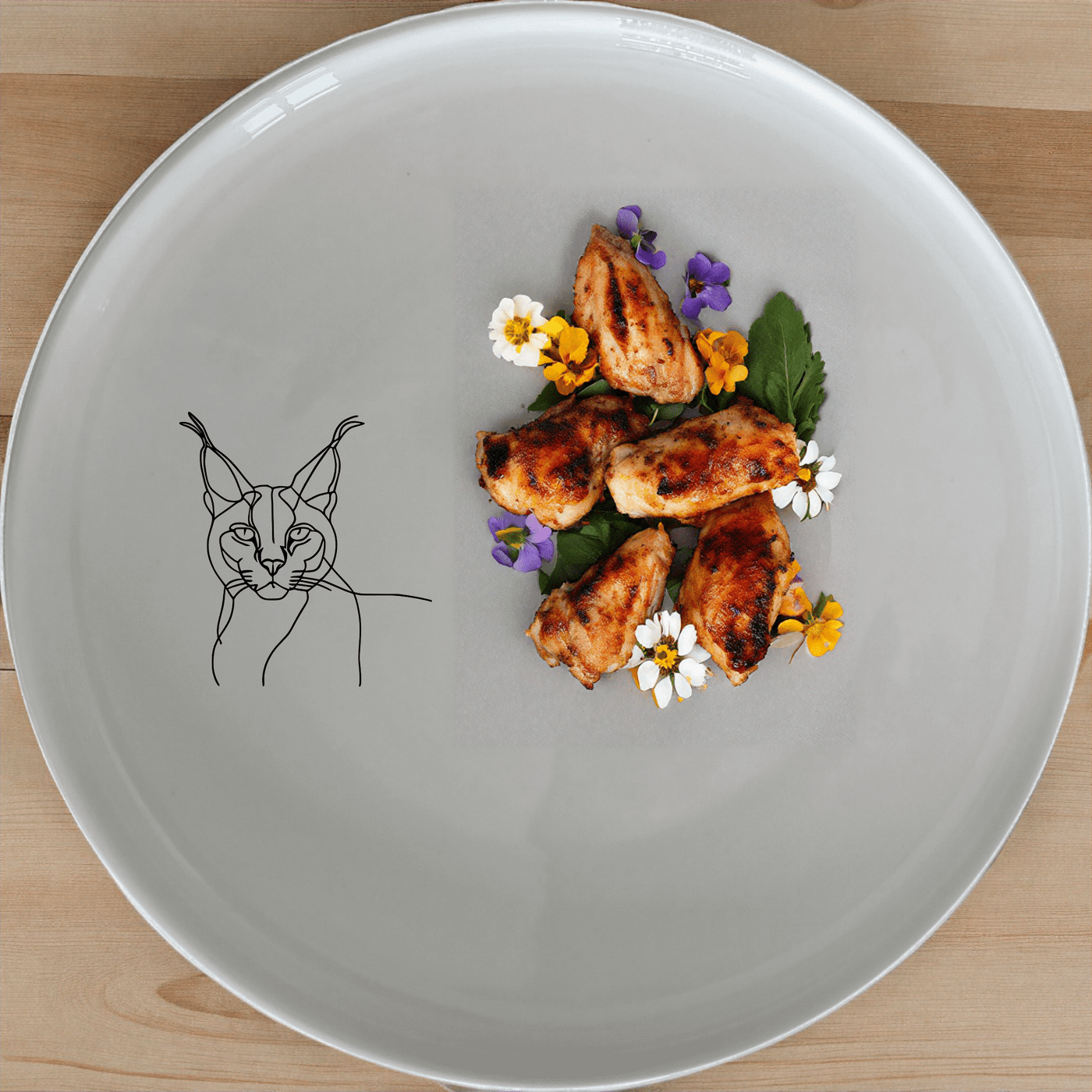 The Caracal Ears Tufted Feline Side Plate Set of 4 adds a unique touch to your dining table with its elegant design and high-quality ceramic construction.