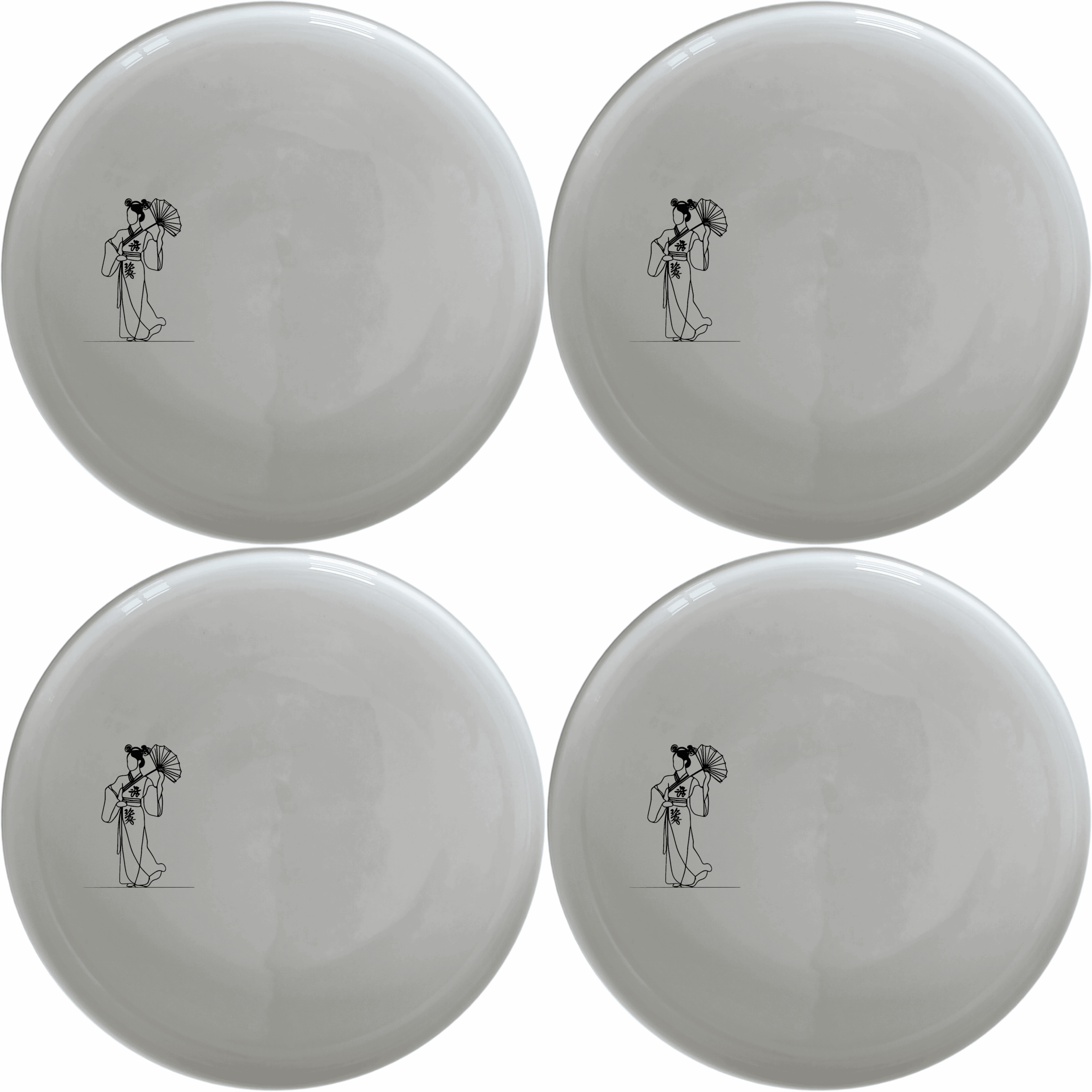 The Chinese Cultural Imagery Side Plate Set of 4 features elegant traditional designs perfect for any dining occasion.